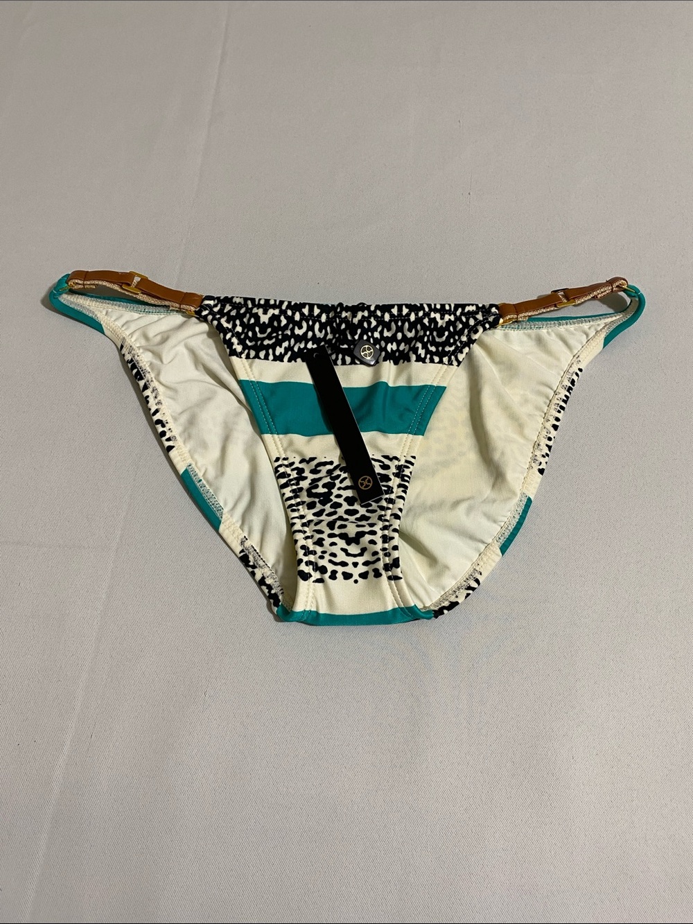 VIX by Paula Hermanny Sawi Brazilian Leather Side-Tab Bikini Bottom Size M
